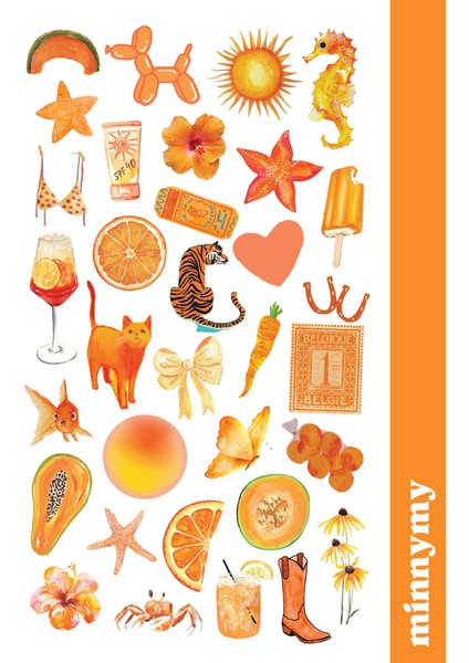 Orange Vintage Retro Sticker, Çıkartma, Ajanda, Günlük, Planlayıcı, Bullet Journal , Scrapbook