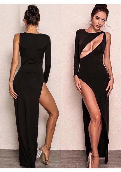 Derin Dekolteli Uzun Yırtmaçlı Elbise fiyatları