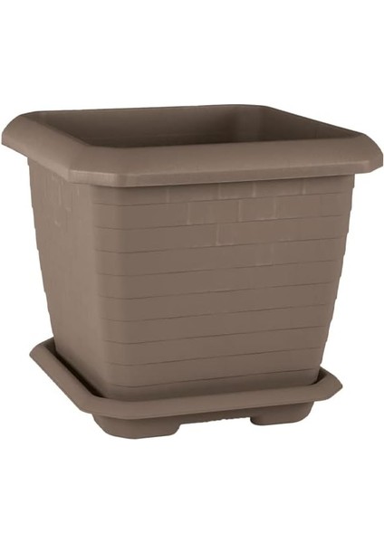 Serinova HK03 Hisar Kare Saksı No:3 Tabaklı 37 Cm, 25,5 Litre Mocha