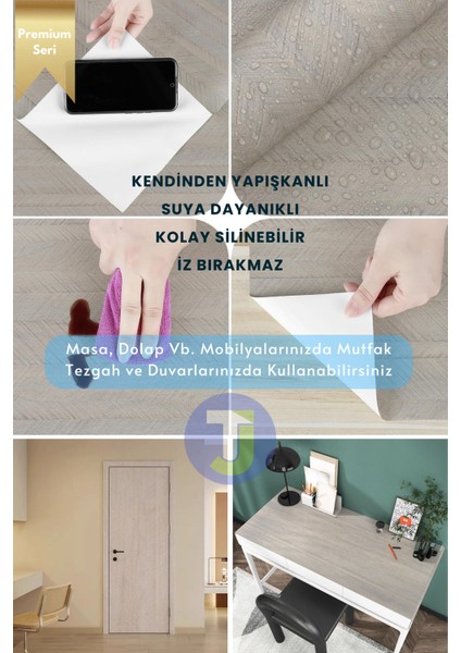 Kendinden Yapışkanlı Dokulu Balıksırtı Desen Premium Mutfak Duvar Dolap Kaplama 60 cm x 300 cm