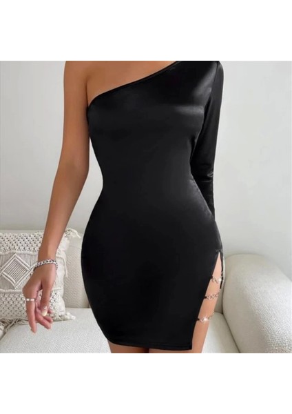 Bayan Asimetrik Halkalı Mini Elbise modelleri