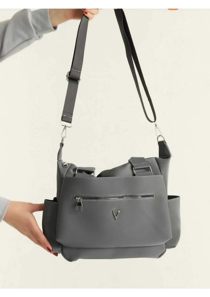 Kadın Çok Bölmeli Gri El ve Omuz Çantası fiyatları