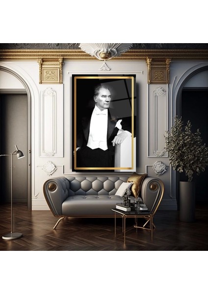 Atatürk Altın Çerçeve Cam Tablo fiyatları