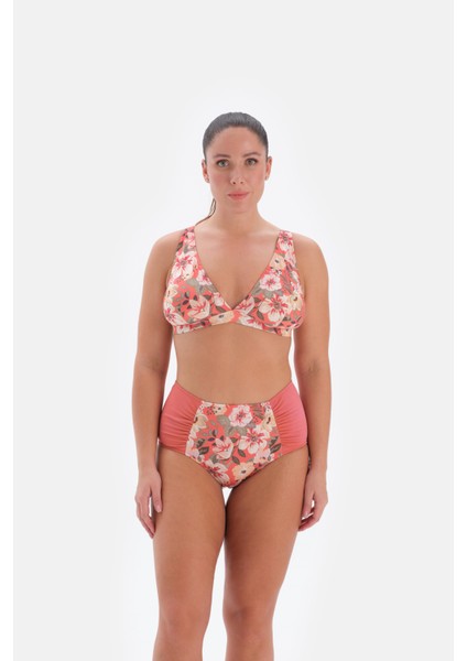 Yüksek Bel Toparlayıcı Üçgen Bikini Takımı Desenli 3246BK