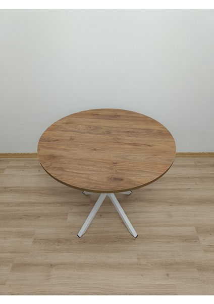 Evko Mobilya, Masa, Yuvarlak Masa, Ahşap Masa, Mutfak Yemek Masası, Balkon Masası, Metal Ayaklı Masa, 80 cm
