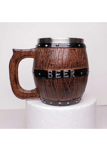 Ahşap Görünümlü Fıçı Bira Kupası Beer