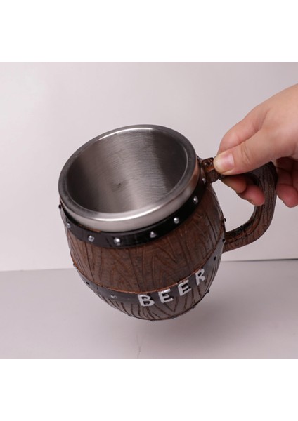 Ahşap Görünümlü Fıçı Bira Kupası Beer