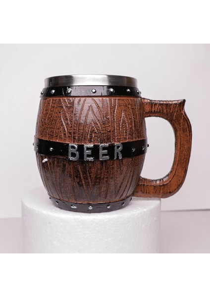 Ahşap Görünümlü Fıçı Bira Kupası Beer