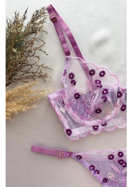 Çiçekli Balenli Bralet Takımı Love Secret 1028