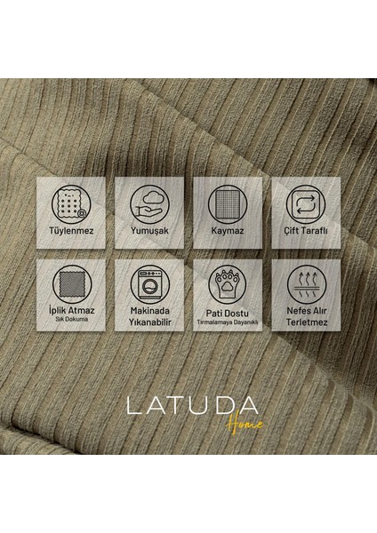 Latuda Home Mikrofiber Şönil Fitilli Minimalist Tekli Koltuk Örtüsü - 110 x 175 cm ,2 Adet Çift Taraflı, Kaymaz, Terletmez Kapuçino fiyatları