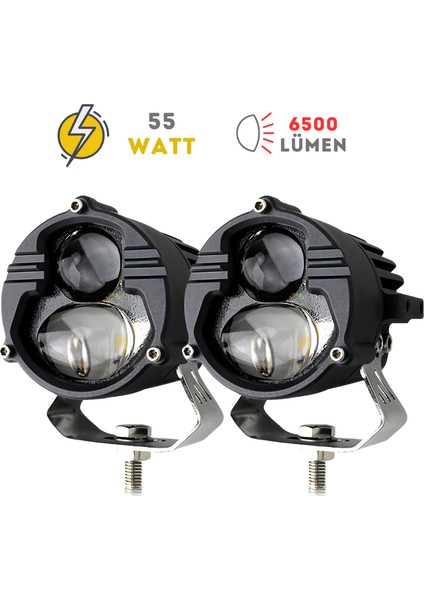 Cali 55W Çift Renkli Motosiklet Led Sis Farı