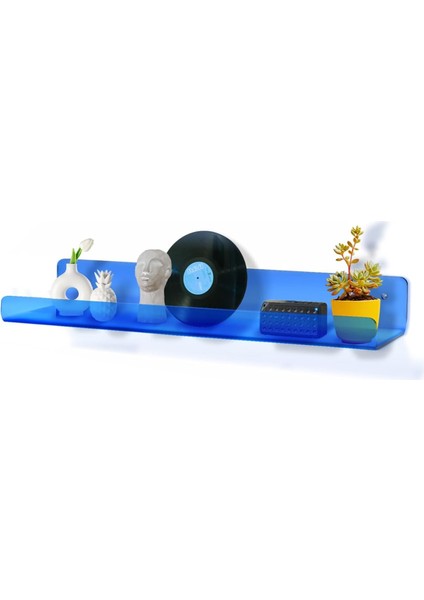 Transparan Mavi Duvar Raf (30 cm x 10 cm )