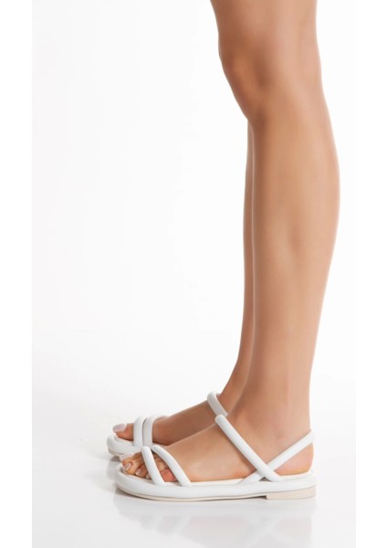 Kadın Yumuşak Tabanlı Rahat Sandalet Beyaz fırsatları