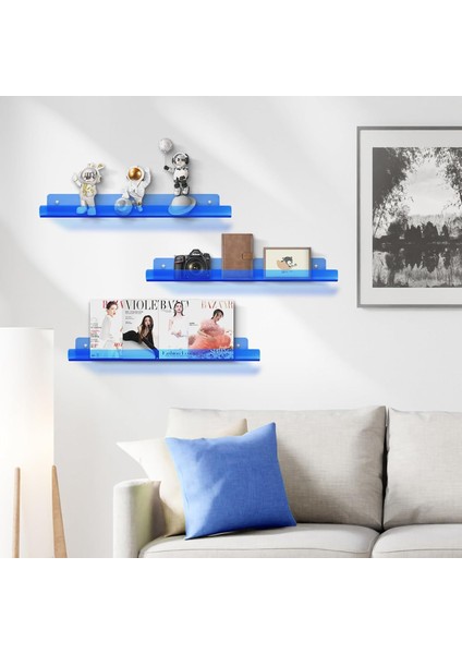 Transparan Mavi Duvar Raf (50 cm x 10 cm ) fiyatları