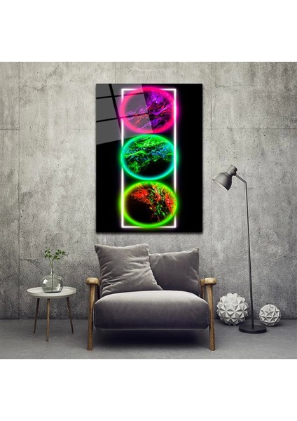 Dünyanın Farklı Renkleri Sanatsal Cam Tablo