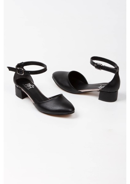 Kadın Siyah Cilt Karnıyarık Kısa Topuklu Ayakkabı Çanta Takımı fırsatları
