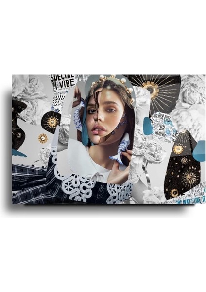 Etrafı Motiflerle Çevrili Kız Sanatsal Cam Tablo modelleri