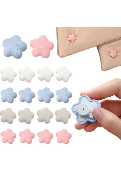 Nevresim Iğnesi Bez Kaplama 16 Adet Yıldız Şeklinde 4x4 Renk Takım Halinde Nevresim Sabitleyici