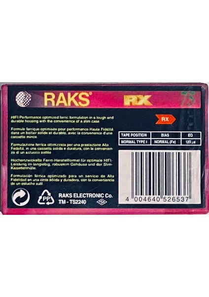 Rx 75 Boş Teyp Kaset