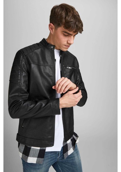 Erkek Deri Ceket 63412147218 Siyah