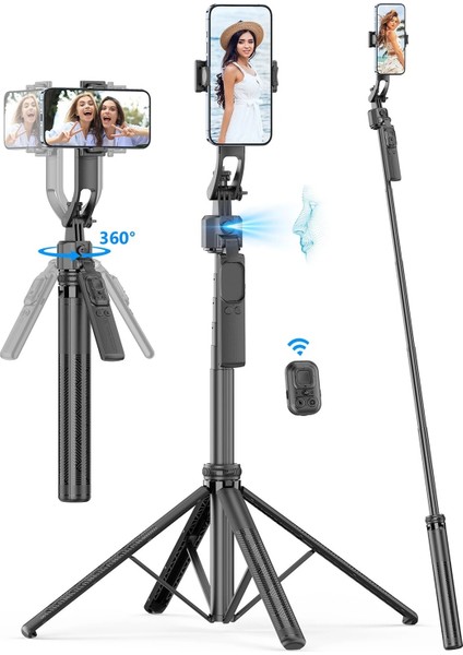 Trima C17 1.63M C17 Selfie Çubuğu Tripod Telefon Standı Aı Takip 360° Otomatik Döndürme Çekim