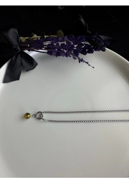 Kehribar Doğal Taşlı Çelik Zincir Çocuk Kolye | 777 Serisi fiyatları