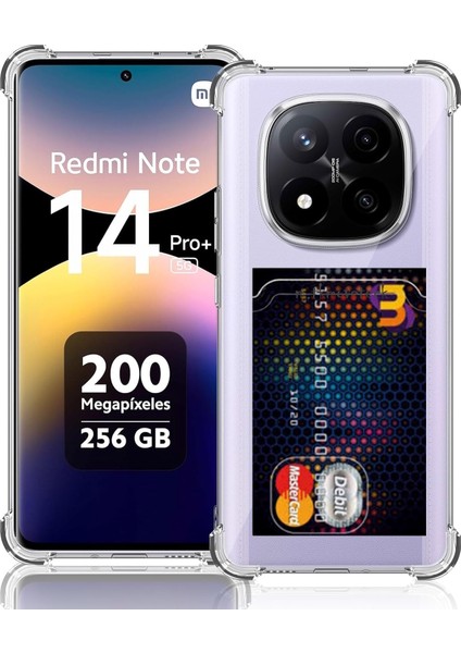 Xiaomi Redmi Note 14 Pro Plus Kılıf Köşe Korumalı Kartlıklı Cüzdanlı Antişok Şeffaf Silikon Kapak Kartvizit Bölmeli