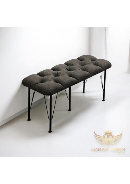 Metal 5 Ayaklı Keten Kumaş Puf & Bench Antrasit 2024