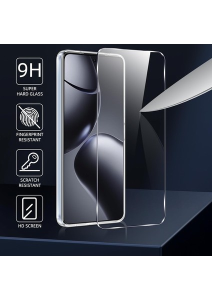 Xiaomi Mi 14T Pro Kılıf Kamera Çıkıntılı Yumuşak Şeffaf Silikon + 9h Ekran Koruyucu Cam Set 2in1