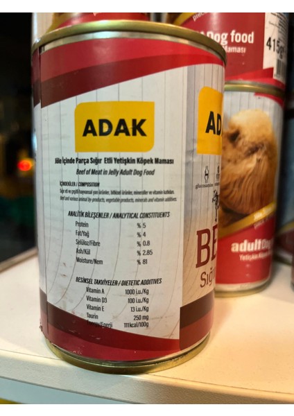 Sığır Etli Köpek Konserve Mama 415*15