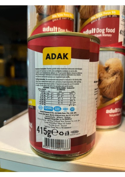 Sığır Etli Köpek Konserve Mama 415*15