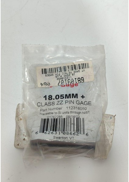Vermont Gage Çelik Pin Kontrol Eşi 18,05MM