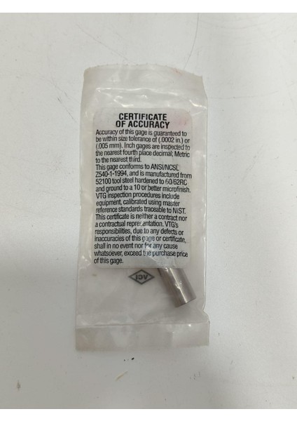 Vermont Gage Çelik Pin Kontrol Eşi 8,84MM modelleri