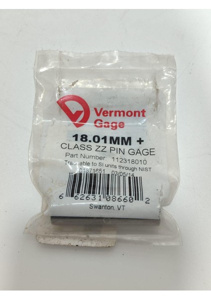 Vermont Gage Çelik Pin Kontrol Eşi 18,01MM fiyatları
