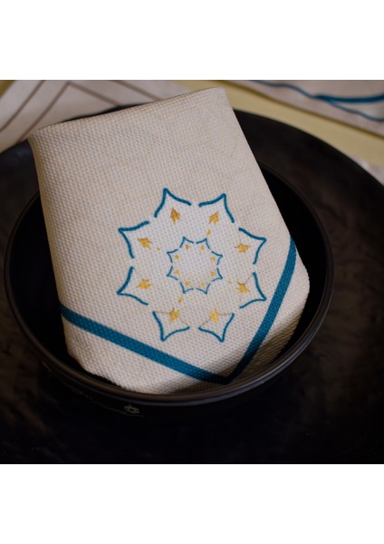 Ramazana Özel Kumaş yıldız çiçeği Sofra Seti Arapça Kaligrafili modelleri