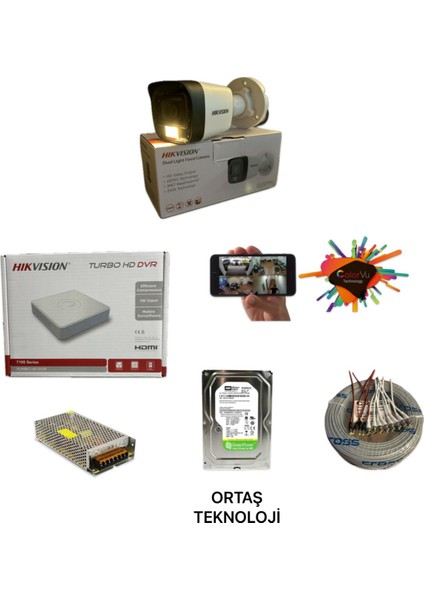 Hikvision 1 Kamerali Gece Renkli 4 Kanal 500GB HDD