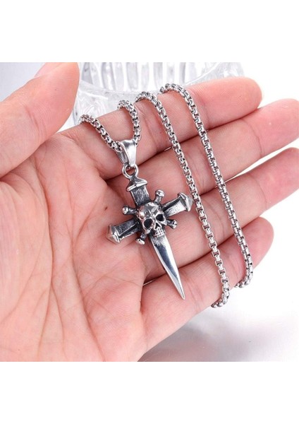 Gotik Haç Kuru Kafa Erkek 316L Paslanmaz Çelik Takı Kolye fiyatları