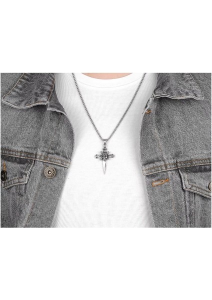 Gotik Haç Kuru Kafa Erkek 316L Paslanmaz Çelik Takı Kolye fırsatları