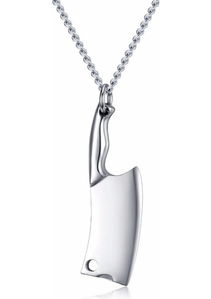 Paslanmaz Çelik Mutfak Bıçağı Kolye Şef Satır Kolye Kadınlar ve Erkekler 60CM