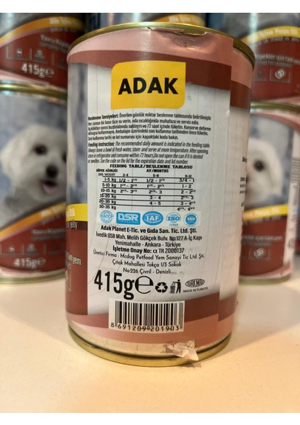 Kuzu Etli Yavru Köpek Konserve Ödül Maması 415GR*15