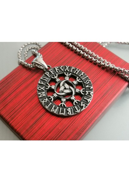 Gotik Tarz Paslanmaz Çelik Kabartma Rune Harfli Celtic Düğüm Viking Kolye modelleri