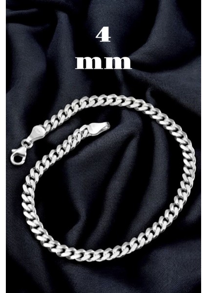 Evi 925 Ayar Gümüş 4 mm Gurmet Modeli Erkek Gümüş Bileklik