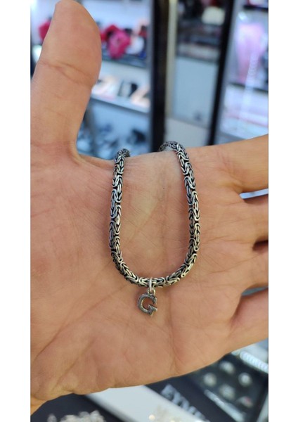 925 Ayar Gümüş 3 mm Harfli Ezme Kral Bileklik fiyatları