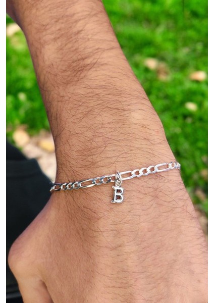 925 Ayar Gümüş 4 mm Harfli Figaro Bileklik fiyatları