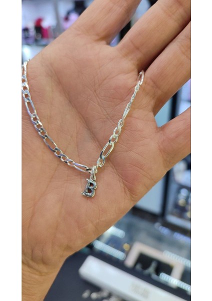 925 Ayar Gümüş 4 mm Harfli Figaro Bileklik modelleri