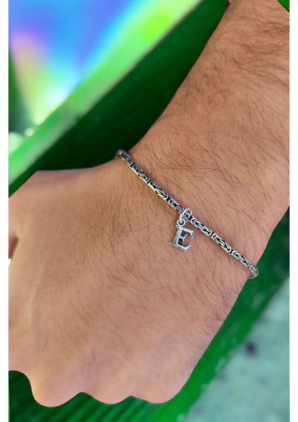 925 Ayar Gümüş 2 mm Harfli Yuvarlak Kral Bileklik indirimleri