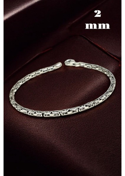 Evi 925 Ayar Gümüş Yuvarlak Kral Erkek Bileklik 2 mm