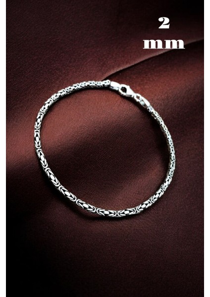 925 Ayar Gümüş Kare Kral Erkek Zincir Bileklik 2 mm