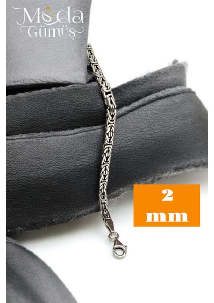 925 Ayar Gümüş Kare Kral Erkek Zincir Bileklik 2 mm fiyatları
