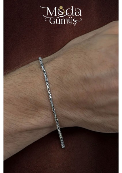 925 Ayar Gümüş Kare Kral Erkek Zincir Bileklik 2 mm fırsatları